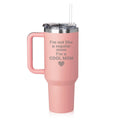 40 oz Tumbler with Handle and Straw Lid Stainless Steel Insulated Travel Mug Cup I'm not a regular mom I'm a cool mom (Pink)