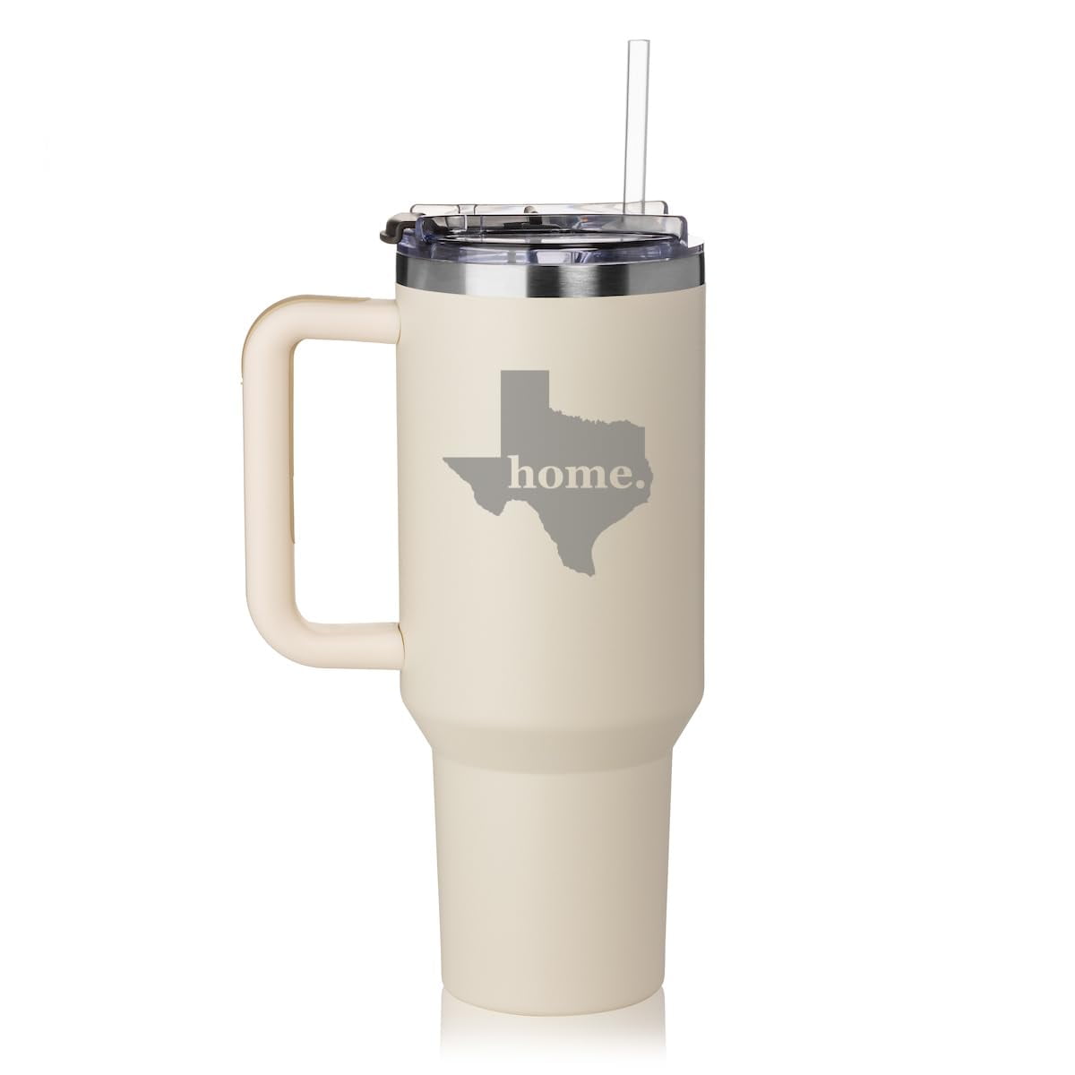 40 oz Tumbler with Handle and Straw Lid Stainless Steel Insulated Travel Mug Cup Texas Home (Cream)