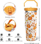 30oz Fall Pumpkin Flip Tumbler with Handle lid and Straw,Fall Coffee Travel Mug Cup Water Botter,Fall Gifts for Women,Fall Stuff Decor Accessories