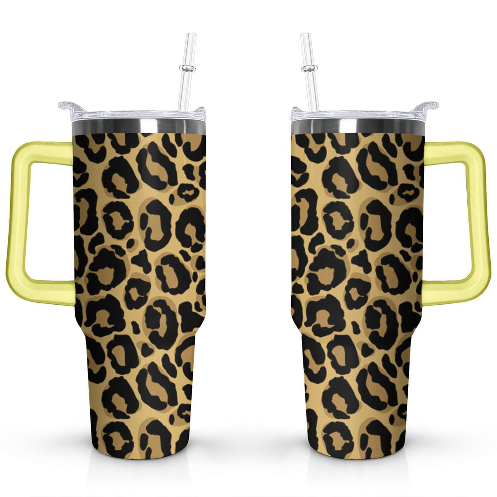 40oz Fashion Leopard Pattern Stainless Steel Flip Straw Tumbler Spill Proof - Reusable Stainless Steel Cup