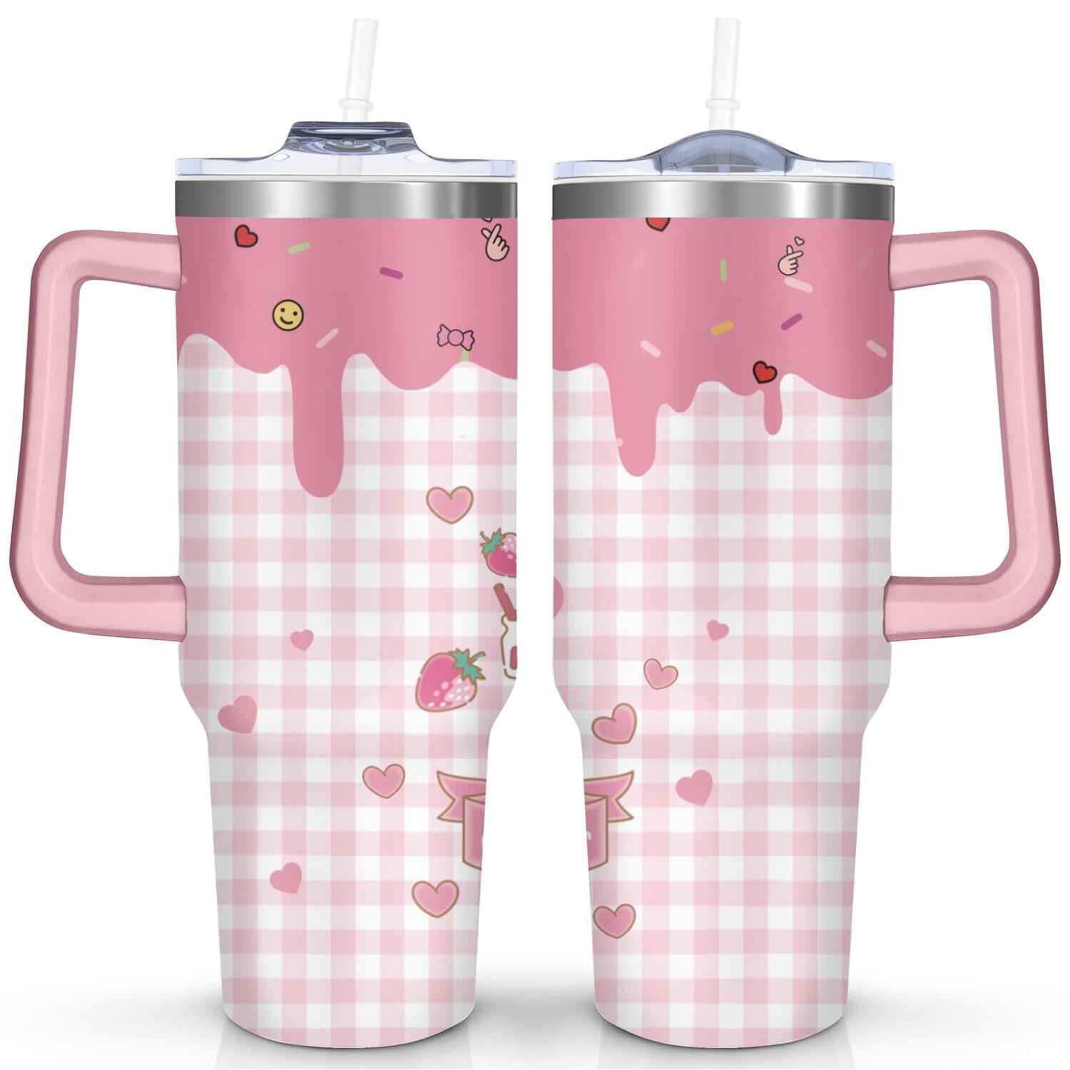 40oz Hello Kawaii Cat Cute Stainless Steel Tumbler with Lid - Reusable Stainless Steel Cup