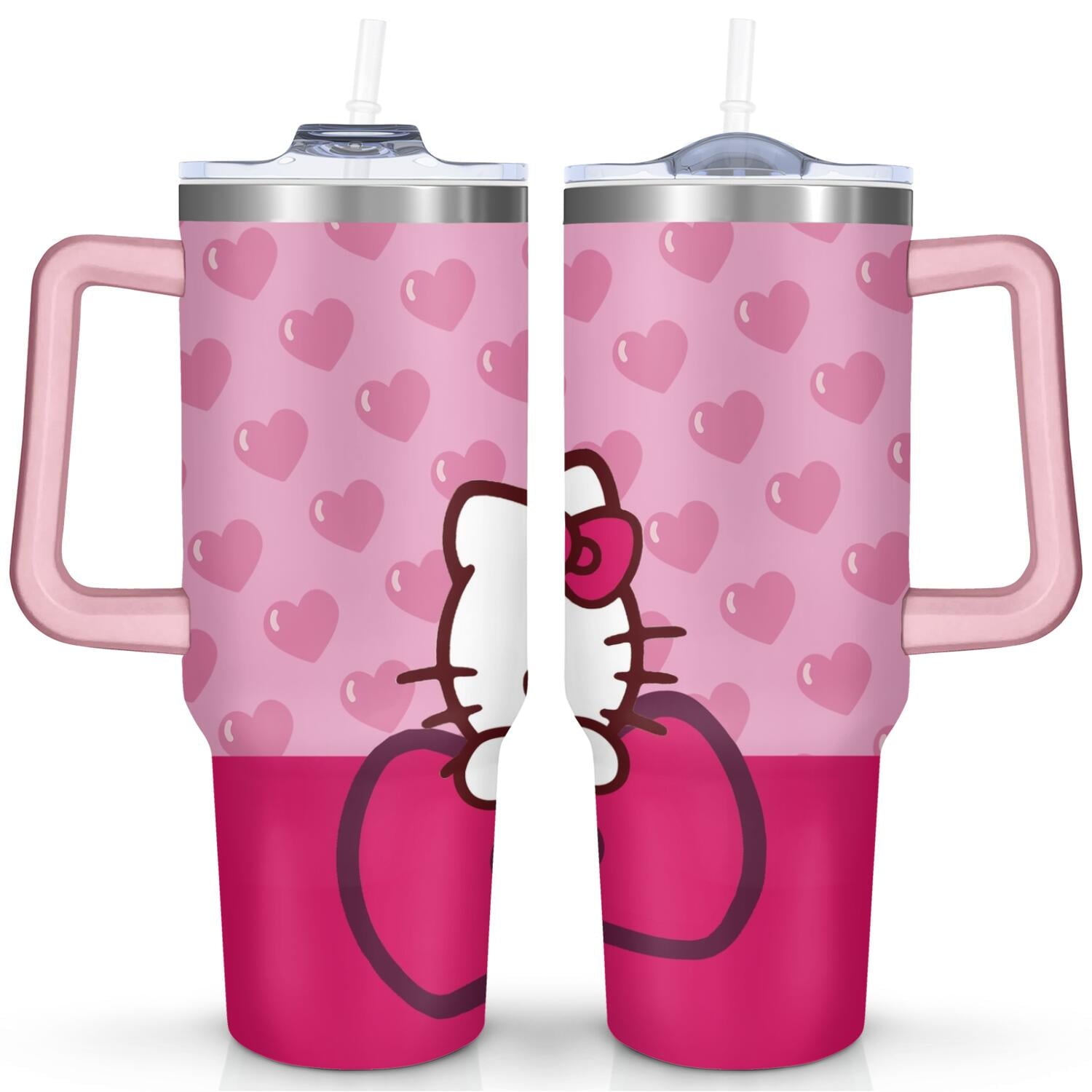 40oz Hello Kawaii Cat Cute Stainless Steel Tumbler with Lid - Reusable Stainless Steel Cup