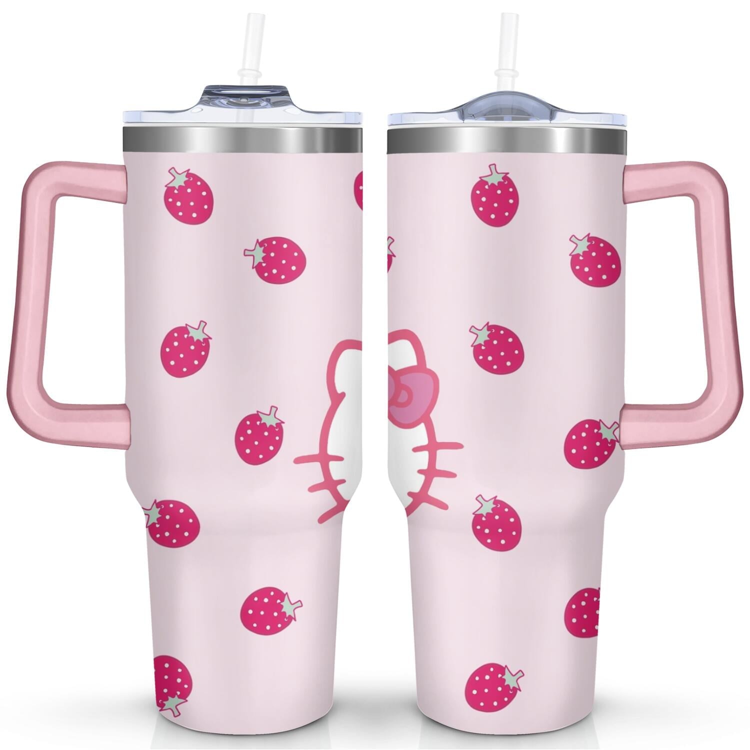 40oz Hello Kawaii Cat Cute Stainless Steel Tumbler with Lid - Reusable Stainless Steel Cup