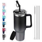 SUNSOC 40oz Insulated Tumbler with Handle and Straw – Stainless Steel - Insulated Travel Coffee Mug