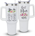 40oz Mom Tumbler with Handle Mamasaurus cup, Mom Gifts from Daughter/Son,Mama - Reusable Stainless Steel Cup