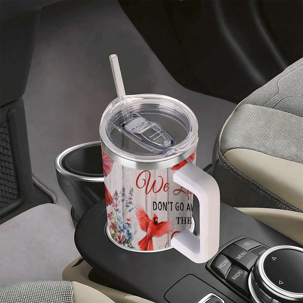 Cardinal Insulated Tumbler with Lid and Straw, Stainless Steel Travel Mug with Handle, Floral Rustic Cardinal Cup, Double Wall Hot Cold Drink Tumbler, Gift for Women & Nature Lovers
