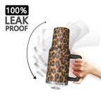 Leopard Print 40oz Tumbler with Handle and Straw, Large Capacity Travel Cup for Hot & Cold Drinks, Double Walled Vacuum Insulated Cup,Birthday Gifts for Women Girls
