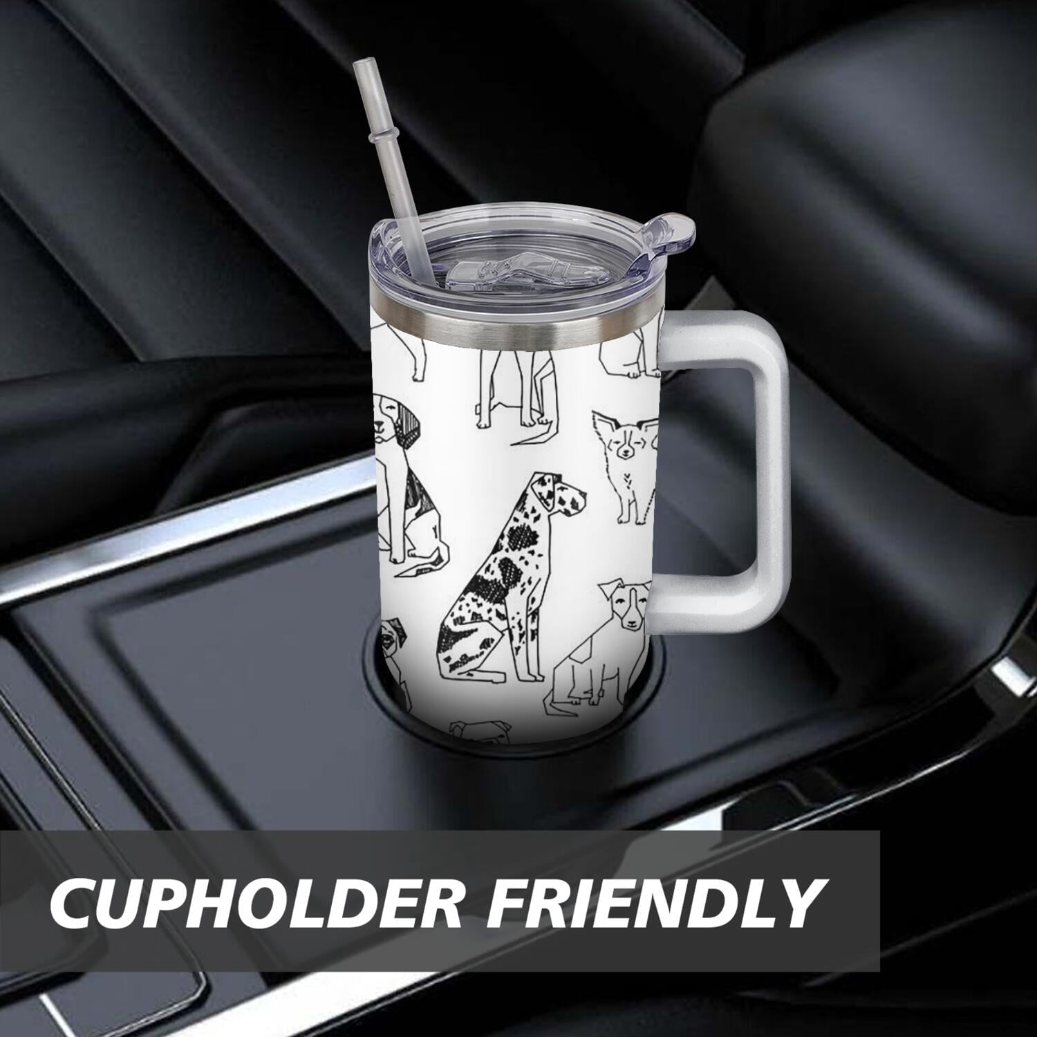 Gift for Dog Lovers Cute Dog Tumbler for Women - 40oz Dog Tumblers with Handle Straw and Lid Tumbler Cup Travel Coffee Mug