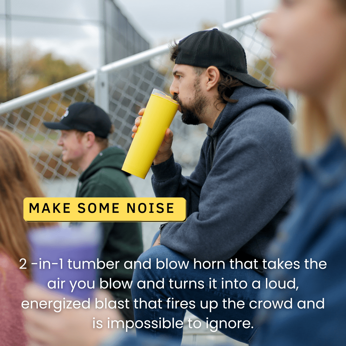 Loud Cup 23 oz Tumbler + Stadium Horn with Slide-Close Lid (Royal Purple) - Double-WallCup Reusable Water Bottle Coffee Travel Mug - Worlds Loudest Cup for Game Day