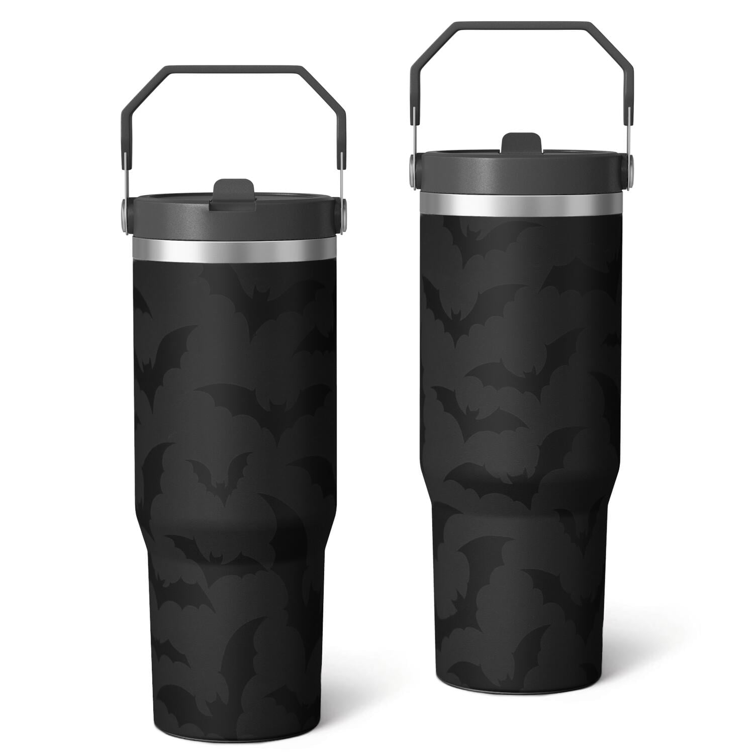 1pc Halloween Bat 30oz Tumbler with Straw & Handle - Insulated Stainless Steel Cup | Holiday Gift for Man Women (Christmas, Valentine's, Birthday)