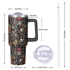 Stylish 40oz Mushroom Tumbler with Handle, Flip Straw Lid, Leakproof Travel Cup Gift
