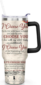 40 Oz Couples Tumbler with Handle and Straw, Anniversary Couple Insulated Couples Mugs, Couples Engagement Gift Cup for Couples, Valentine Couple Coffee Mugs Engagement Gifts for Couples