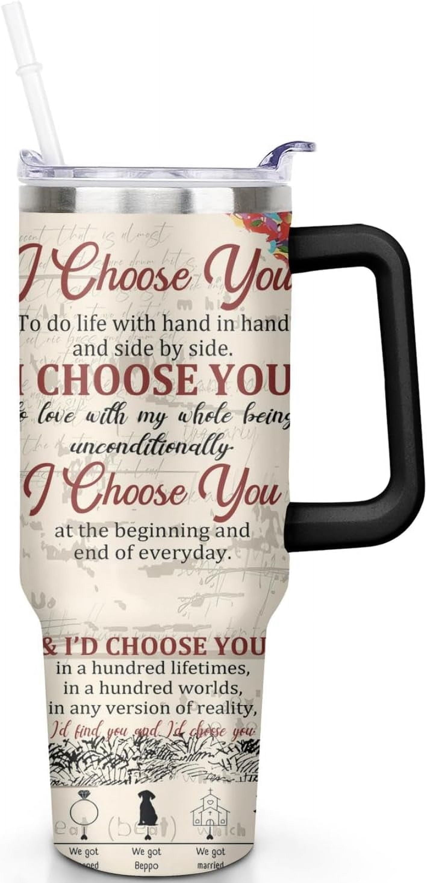 40 Oz Couples Tumbler with Handle and Straw, Anniversary Couple Insulated Couples Mugs, Couples Engagement Gift Cup for Couples, Valentine Couple Coffee Mugs Engagement Gifts for Couples
