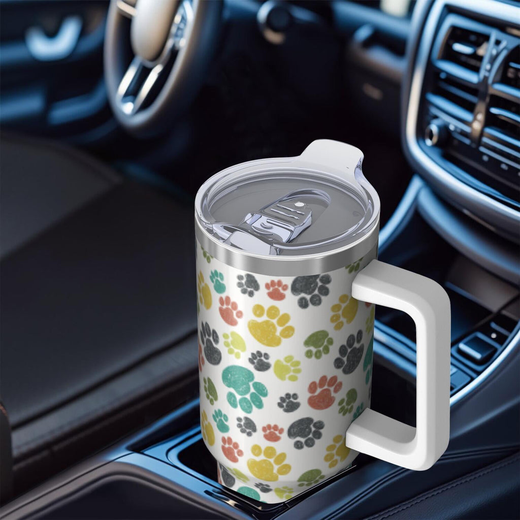 1pc Paw prints 40oz Tumbler with Straw & Handle - Insulated Stainless Steel Cup | Holiday Gift for Man Women (Christmas, Valentine's, Birthday)
