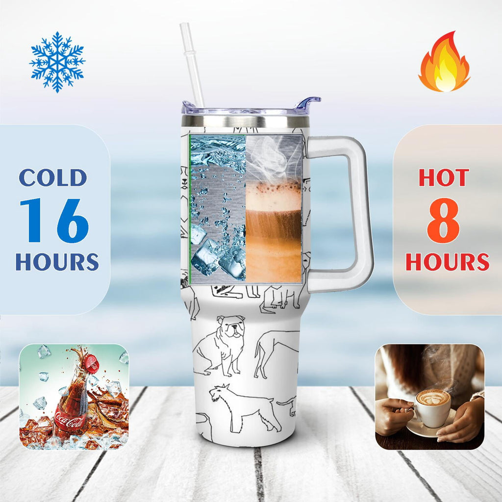 Gift for Dog Lovers Cute Dog Tumbler for Women - 40oz Dog Tumblers with Handle Straw and Lid Tumbler Cup Travel Coffee Mug