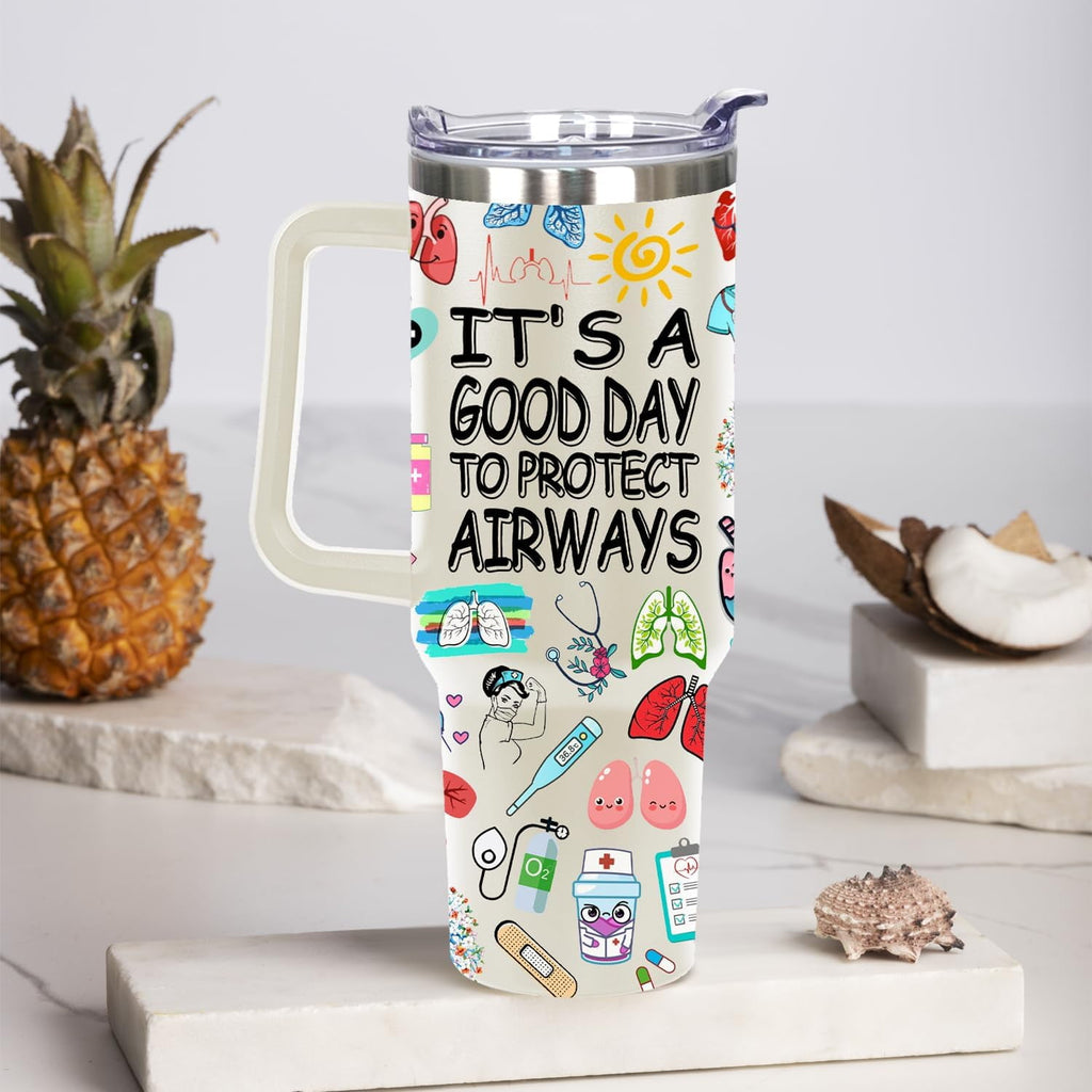 40 Oz Respiratory Therapist Tumbler Cup Respiratory Therapist Gifts Stainless Steel Insulated Travel Coffee Mug with Handle Respiratory Therapist Week Gifts for Women Men