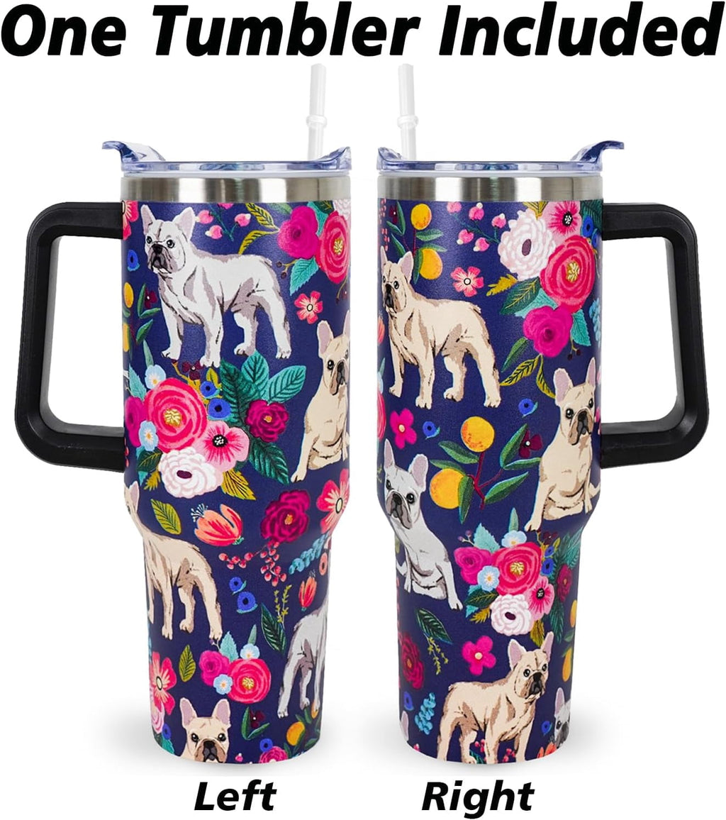 Pitbull Gifts Dog Tumbler Cup for Women Men 40oz Stainless Steel Insulated Travel Mug with Lid and Straw