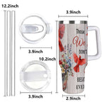 Cardinal Insulated Tumbler with Lid and Straw, Stainless Steel Travel Mug with Handle, Floral Rustic Cardinal Cup, Double Wall Hot Cold Drink Tumbler, Gift for Women & Nature Lovers