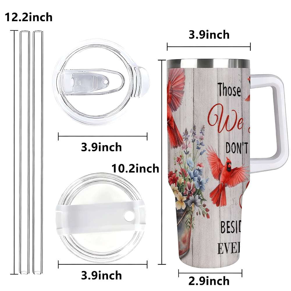 Cardinal Insulated Tumbler with Lid and Straw, Stainless Steel Travel Mug with Handle, Floral Rustic Cardinal Cup, Double Wall Hot Cold Drink Tumbler, Gift for Women & Nature Lovers