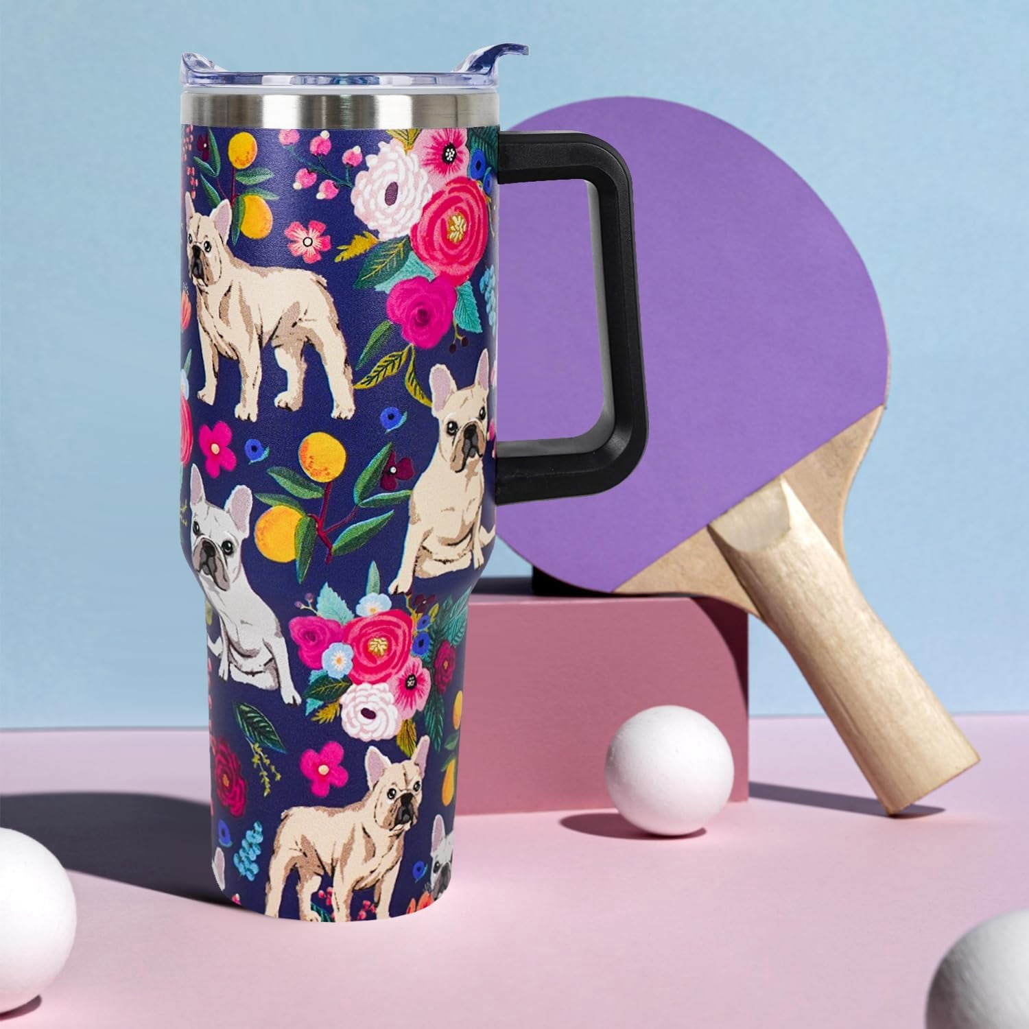 Pitbull Gifts Dog Tumbler Cup for Women Men 40oz Stainless Steel Insulated Travel Mug with Lid and Straw