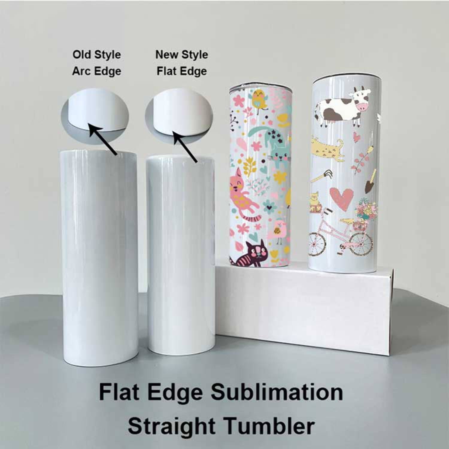20oz FLAT EDGE bottom completely straight Blank gloss white sublimation tumbler