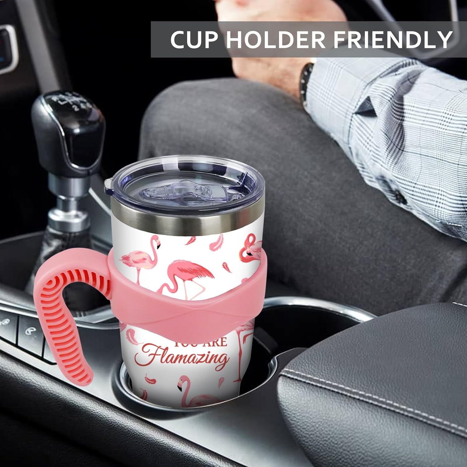 40 oz Tumbler with Handle and Straw 40oz Pink Flamingo Cup Insulated Coffee Travel Mug Spill Proof Leak Proof 40 ounce Stainless Steel Slim 40 oz tumbler with handle and Lid