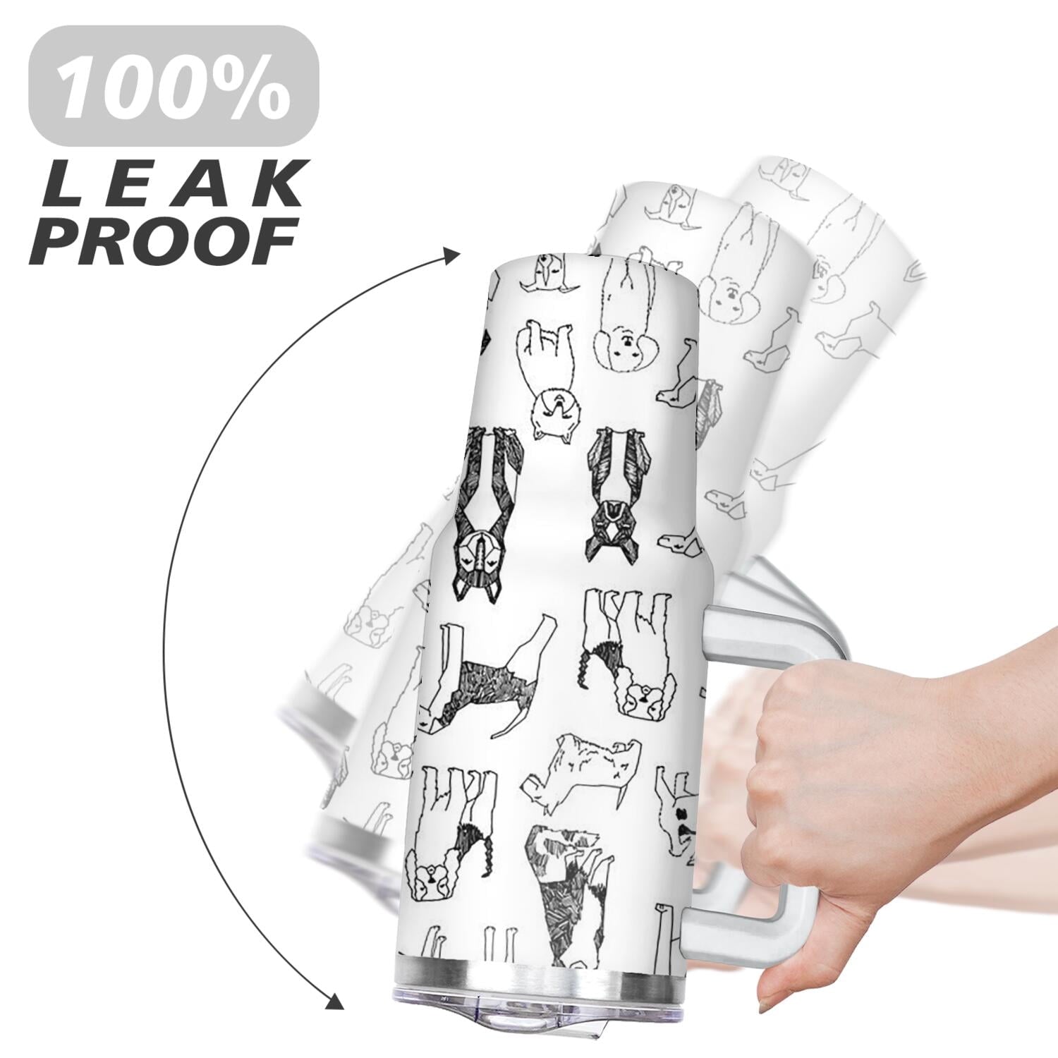 Gift for Dog Lovers Cute Dog Tumbler for Women - 40oz Dog Tumblers with Handle Straw and Lid Tumbler Cup Travel Coffee Mug