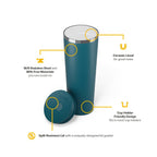 RTIC 28 oz Ceramic Lined Everyday Tumbler, Spill-Resistant Straw Lid, Marine