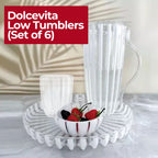 GUZZINI Dolcevita 12oz Low Tumblers (Set of 6) Mother of Pearl - 100% Recycled Plastic - Unbreakable, Reusable, BPA-Free, Iced Coffee, Smoothie, Water - Stackable Cup for Kids, Home & Kitchen