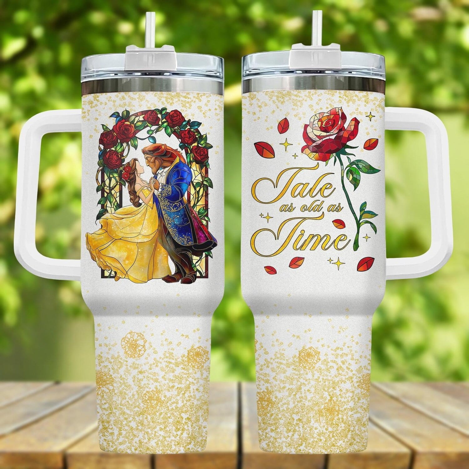 Belle Princess Tumbler 40oz, CARTOON Princess Drinkware, Beauty and the Beast Cup, Tale As Old As Time Tumbler Cup, Princess Tumbler