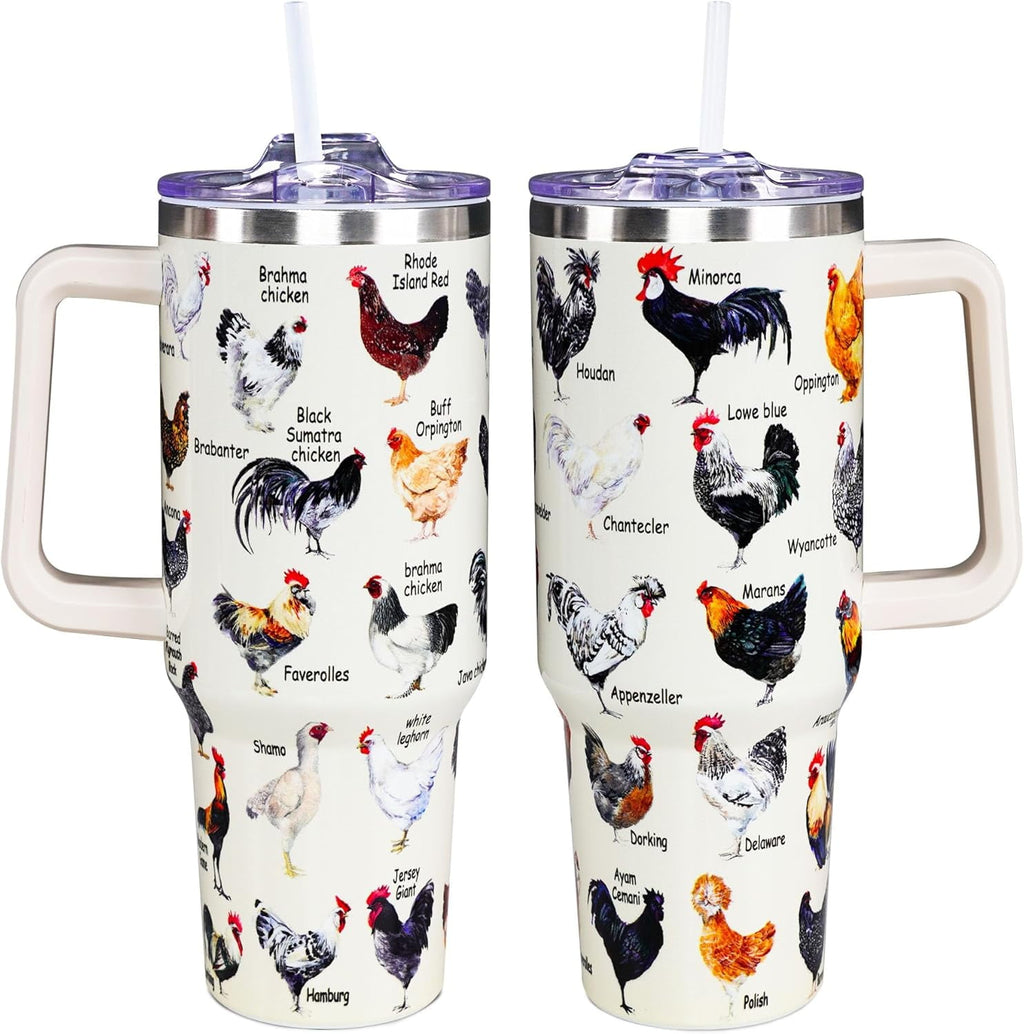 Chicken Tumbler Cup 40 OZ, Chicken Gifts For Chicken Lovers, Chicken - Reusable Stainless Steel Cup