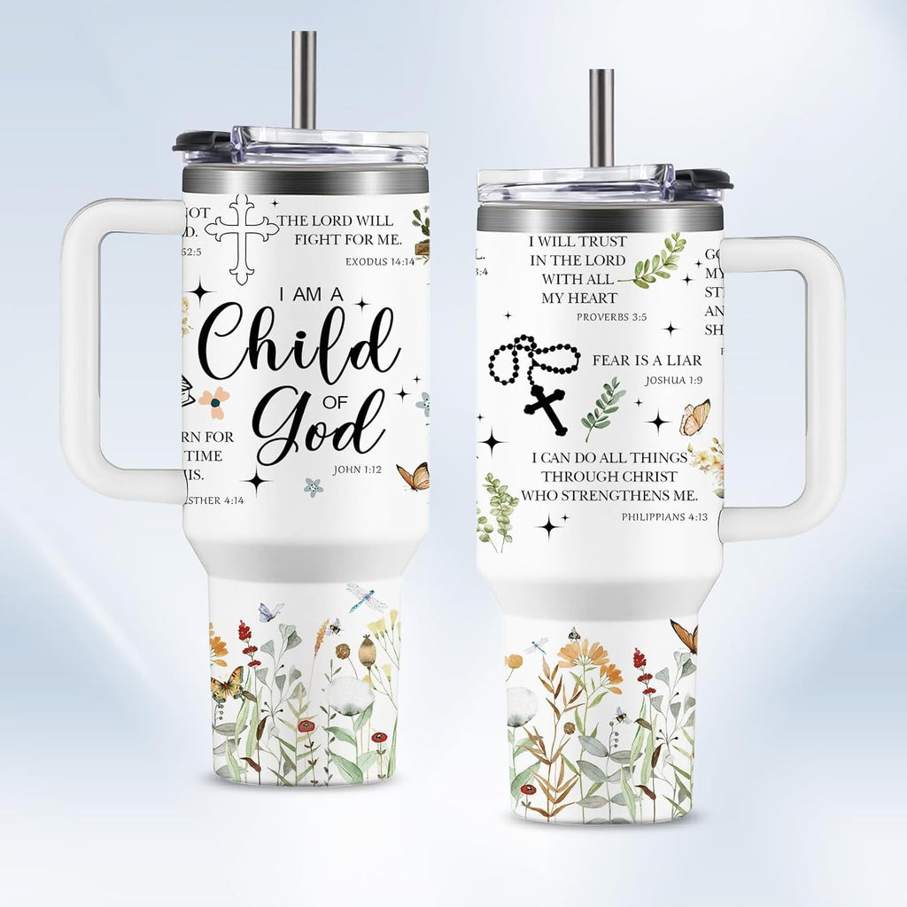 Christian Gifts for Women Faith, Tumblers for Women - Christian Coffee Tumbler 40Oz I Am A Child of God Gifts Cup, Religious Gifts for Women, Biblical Gifts for Women, Spiritual Gifts for Women