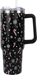 Christmas Tumbler with Handle and Straw Lid 40 oz,Cute Christmas Gifts - Insulated Travel Tumbler Cup
