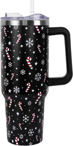 Christmas Tumbler with Handle and Straw Lid 40 oz,Cute Christmas Gifts - Insulated Travel Tumbler Cup