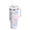 Cinnamoroll Flying in Sky Tumbler with Handle and Straw Lid 30 oz Insulated Vacuum Water Bottle Stainless Steel Travel Cup