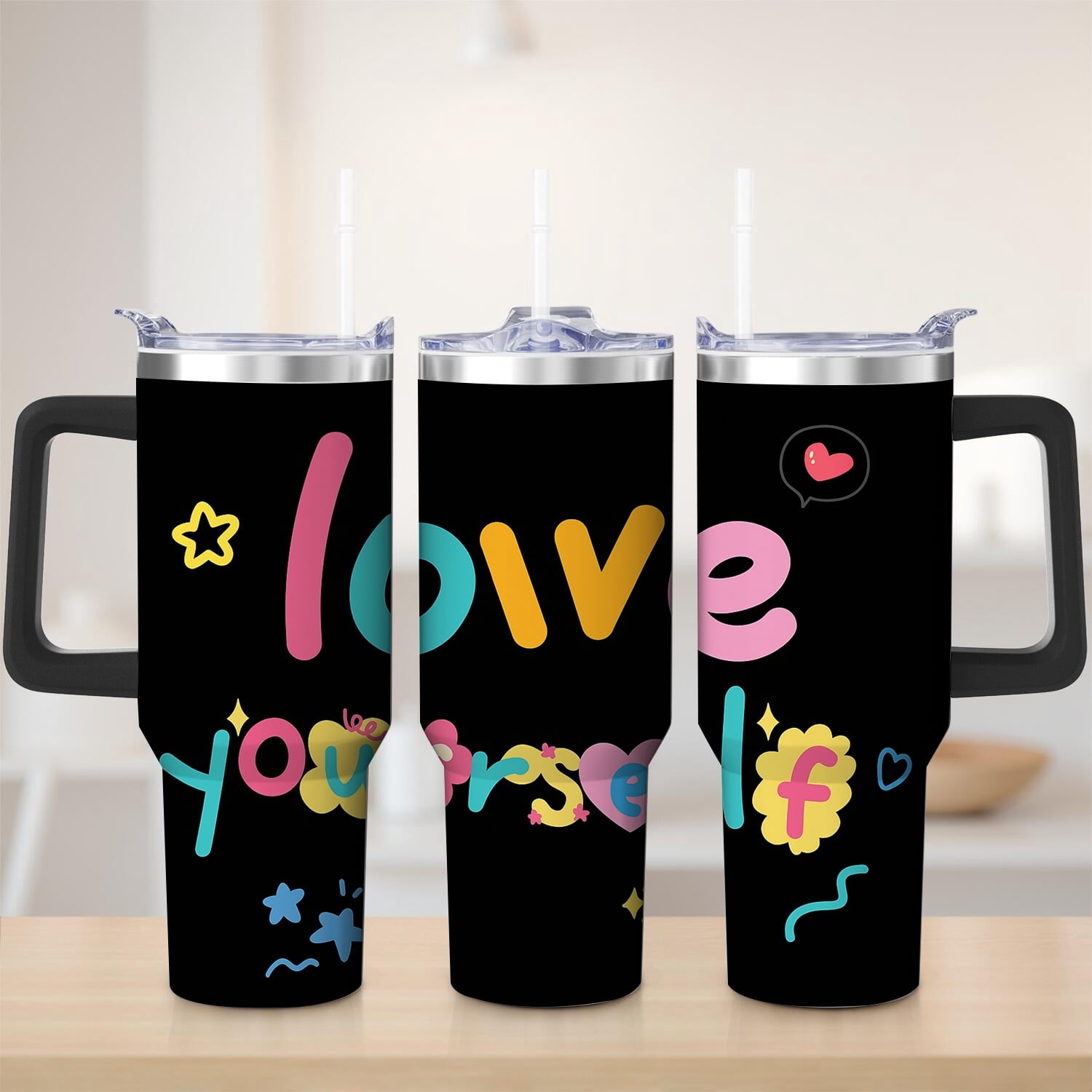 Colorful Love Yourself Stainless Steel Tumbler, 30oz