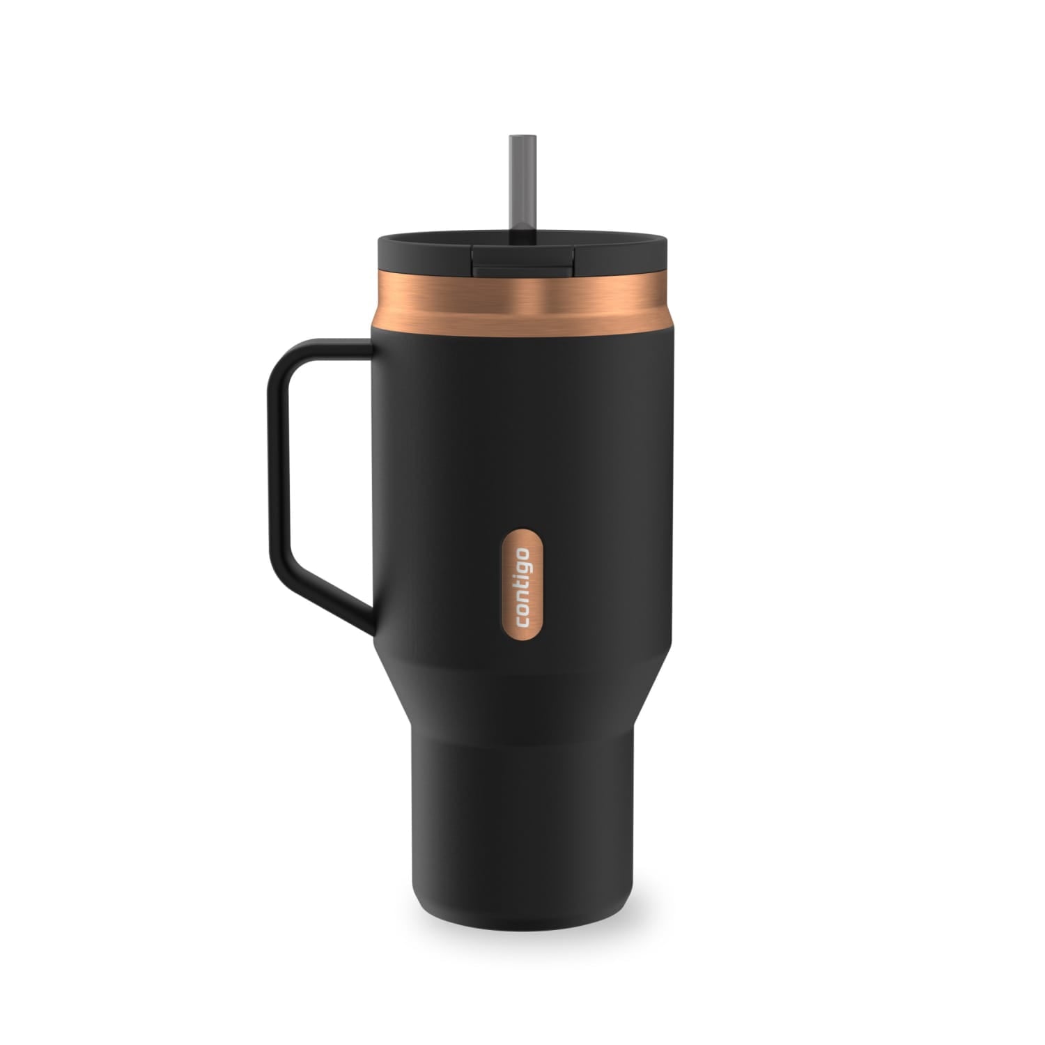 Contigo 30 oz Stainless Steel Water Bottle Tumbler with Straw – Leak-Proof Insulated Travel Mug, Reusable Water Bottle, Side Handle, Black/Bronze