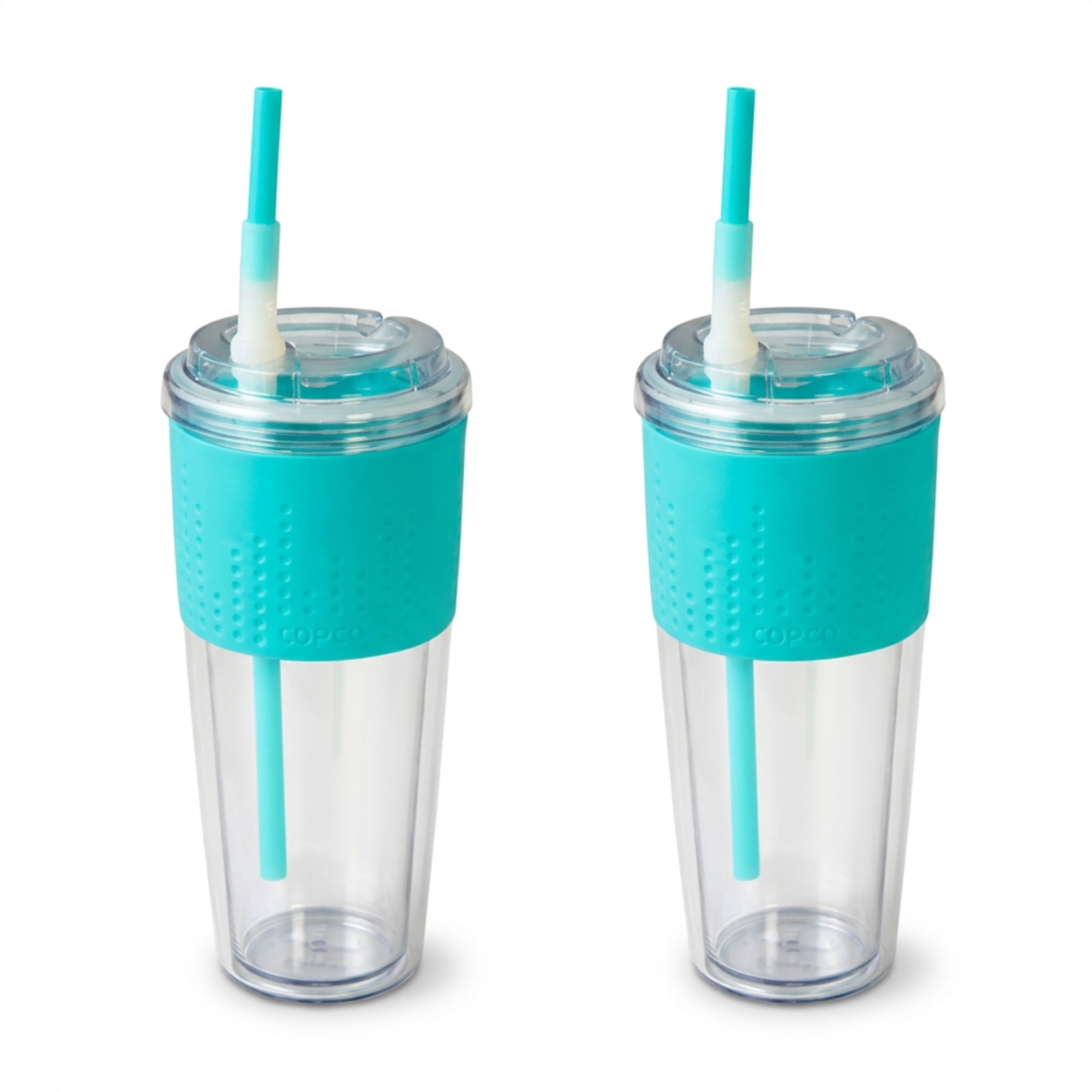 Copco 20 oz Lock-n-Roll Double Wall Travel Mug – 2-Pack Insulated Coffee Tumblers with Spill-Resistant Locking Lids for Hot & Cold Drinks, Reusable BPA-Free Commuter Cups (Teal)