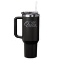 Daylor 40 oz Tumbler with Handle and Straw Lid Stainless Steel Insulated Travel Mug Cup Queen Fancy (Black)