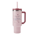 Dolly Parton 40 oz Stainless Steel Tumbler with Handle, Pink