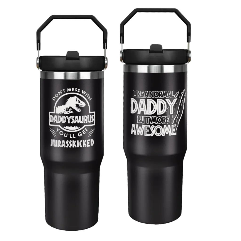 Father''s Day Gifts for Dad 30oz Tumbler with Handle and Straw Vacuum Insulated Water Bottle Stainless Steel, Leak Proof Travel Mug Proud Papa Cup for Men Birthday Christmas Gift from Daughter Son
