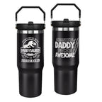 Father''s Day Gifts for Dad 30oz Tumbler with Handle and Straw Vacuum Insulated Water Bottle Stainless Steel, Leak Proof Travel Mug Proud Papa Cup for Men Birthday Christmas Gift from Daughter Son