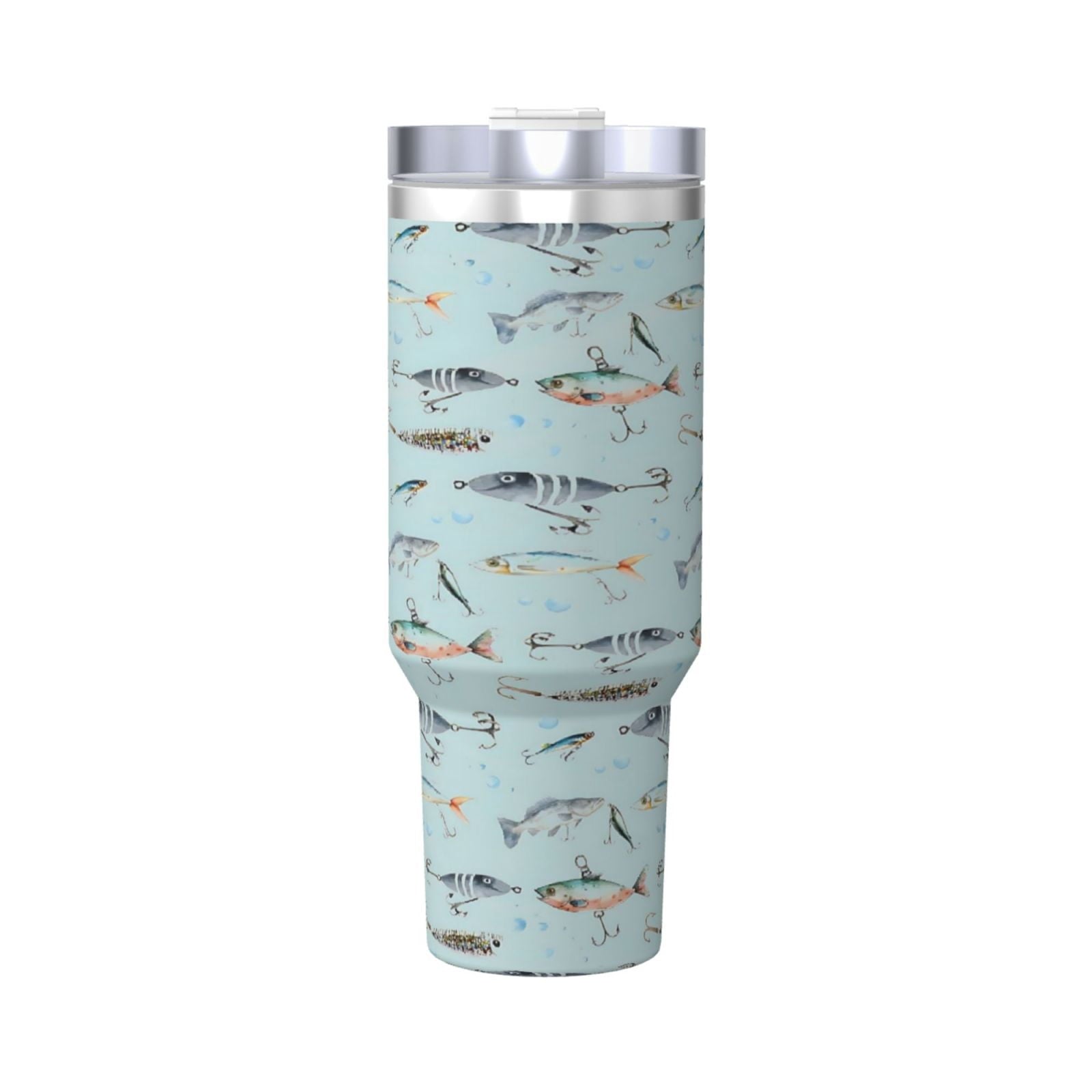 Fishing Cup Insulated Tumbler Stainless Steel Vacuum Travel Mug 40 oz with Handle and Straw Lid