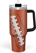 Football Tumbler with Handle 40oz Insulated Stainless Steel Cup with Lid & Straw, Travel Cup, Gifts for Men, Boys, Players, Coaches, Sports Lovers, Christmas, Birthday
