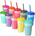 Torubia Color Changing Cups with Straws & Lids: 12oz Kids Cold Water Drinking Cups 10 Pcs Reusable Plastic Tumbler Bulk(Christmas Decorations)