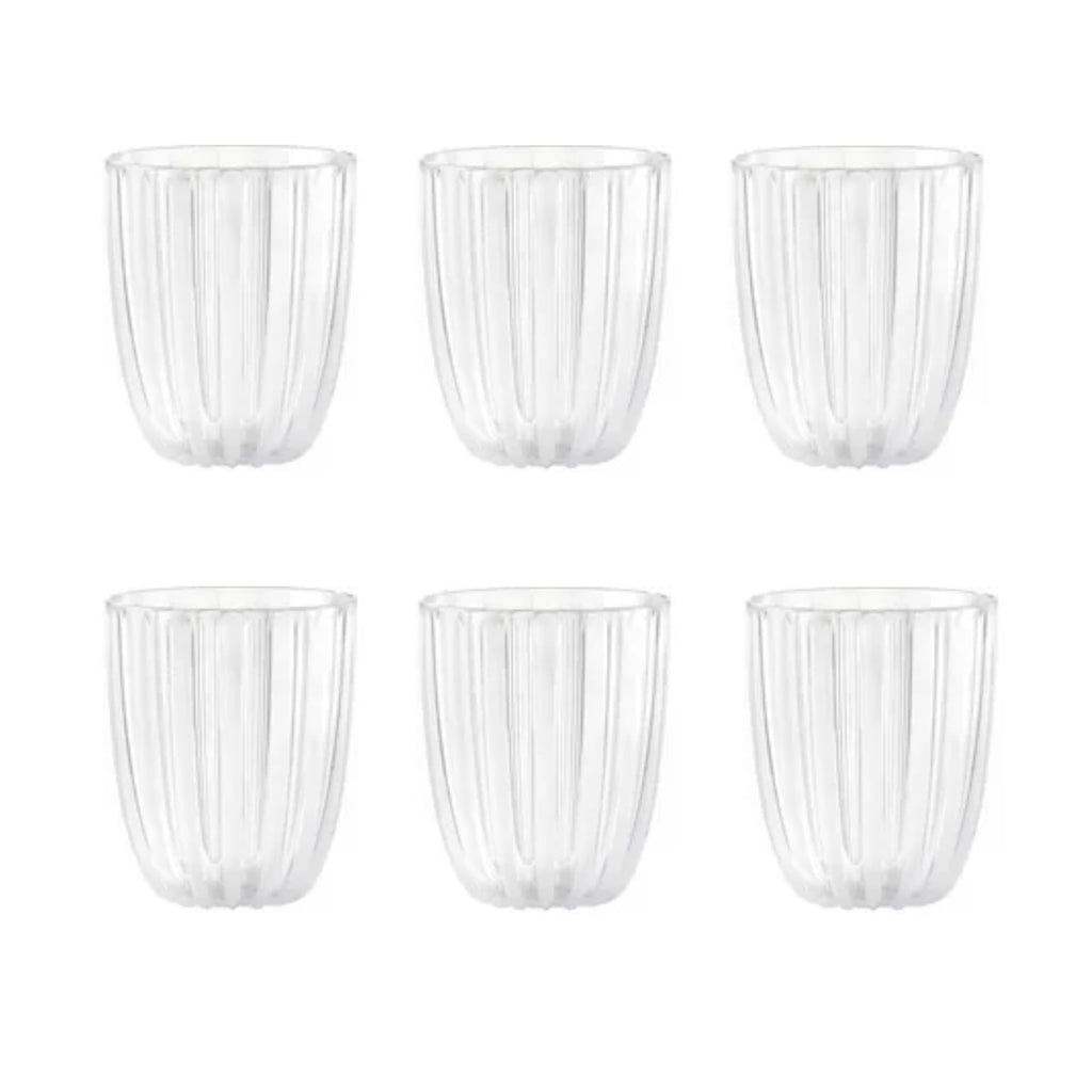 GUZZINI Dolcevita 12oz Low Tumblers (Set of 6) Mother of Pearl - 100% Recycled Plastic - Unbreakable, Reusable, BPA-Free, Iced Coffee, Smoothie, Water - Stackable Cup for Kids, Home & Kitchen