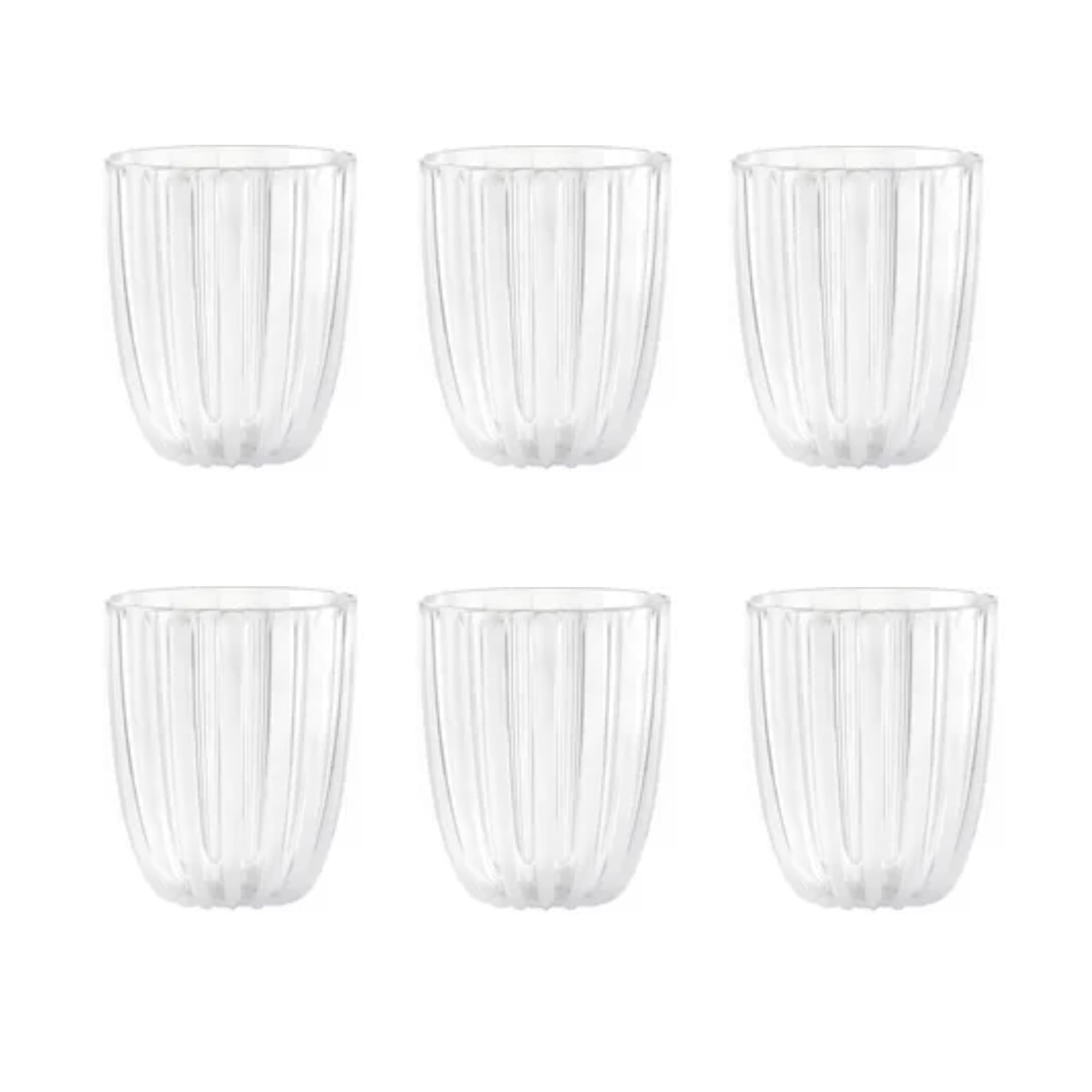 GUZZINI Dolcevita 12oz Low Tumblers (Set of 6) Mother of Pearl - 100% Recycled Plastic - Unbreakable, Reusable, BPA-Free, Iced Coffee, Smoothie, Water - Stackable Cup for Kids, Home & Kitchen