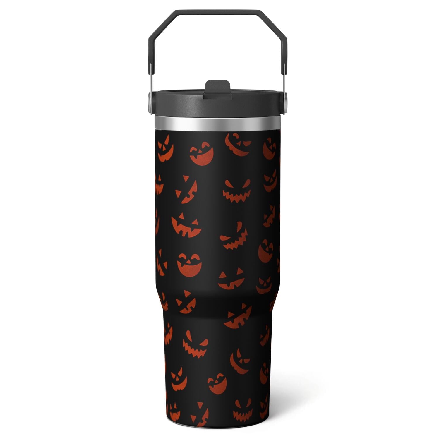 1pc Halloween Bat 30oz Tumbler with Straw & Handle - Insulated - Reusable Stainless Steel Cup