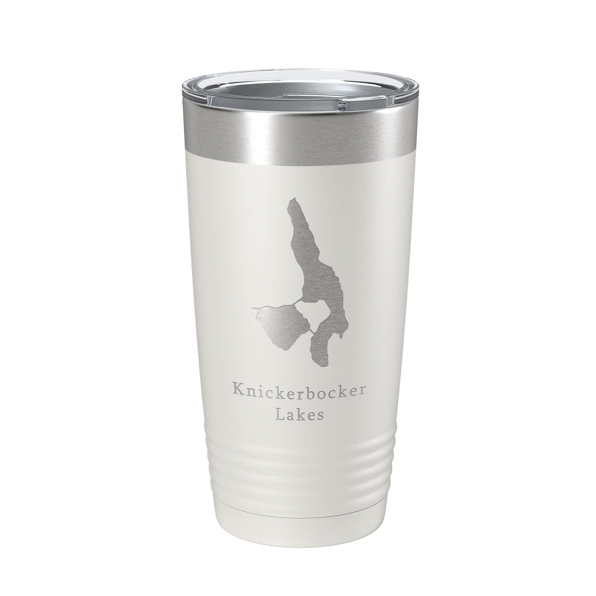 Knickerbocker Lakes Map Tumbler Travel Mug Insulated Laser Engraved Coffee Cup Maine 20 oz White
