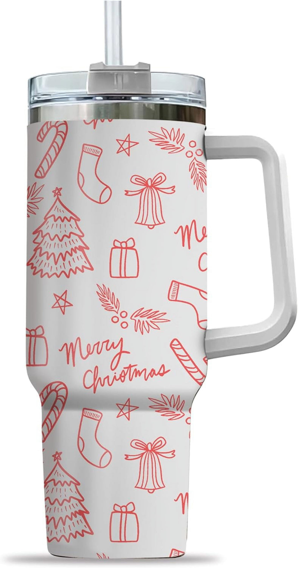 Pink Christmas Tree Cakes Stainless Steel Tumbler 40Oz With Handle Insulated - Insulated Travel Coffee Mug